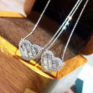 Heart Necklace Zircon Girl Gift Party