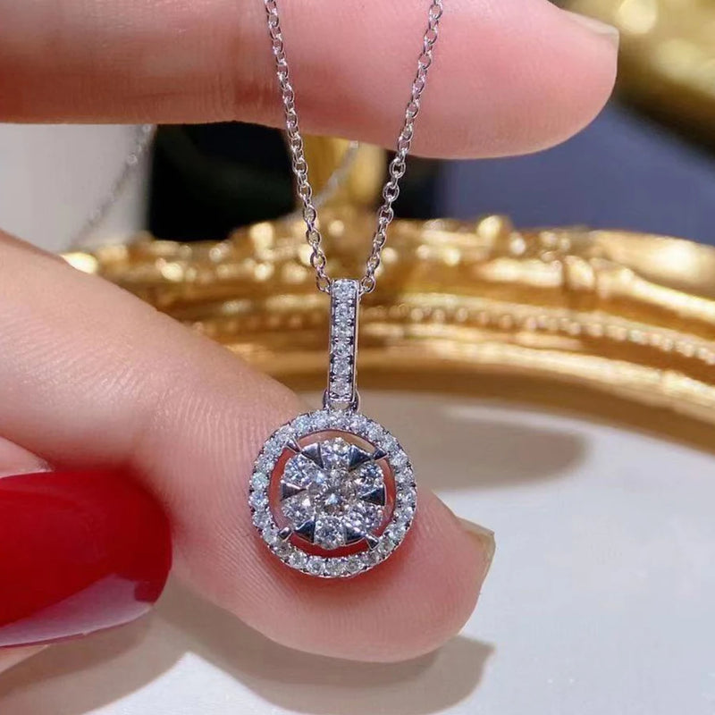 Round Moissanite Necklace Female Jewelry Zircon Party Gift