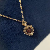 Red Heart Necklace Female Collar Chain Jewelry Zircon Girl Gift