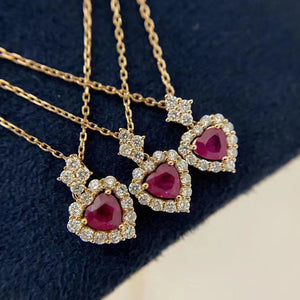 Red Heart Necklace Female Collar Chain Jewelry Zircon Girl Gift