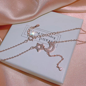 Tassel Star Moon Necklace Zircon Female Jewelry Gift