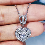 Vintage Heart Necklace Zircon Girl Gift Party Collar Chain Jewelry