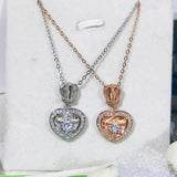 Vintage Heart Necklace Zircon Girl Gift Party Collar Chain Jewelry