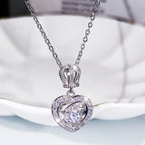 Vintage Heart Necklace Zircon Girl Gift Party Collar Chain Jewelry