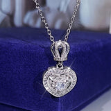 Vintage Heart Necklace Zircon Girl Gift Party Collar Chain Jewelry