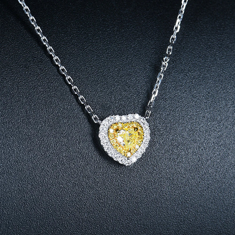 Zircon Shine Diamond Heart Pendant Necklace