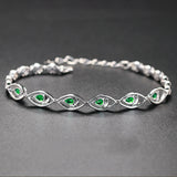 Women's Hollow Green Tourmaline Bracelet Wedding Gift