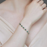 Women's Hollow Green Tourmaline Bracelet Wedding Gift