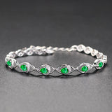 Women's Hollow Green Tourmaline Bracelet Wedding Gift