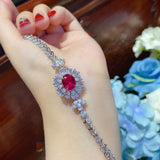 Women's Zircon Diamond Synthetic Ruby Bracelet
