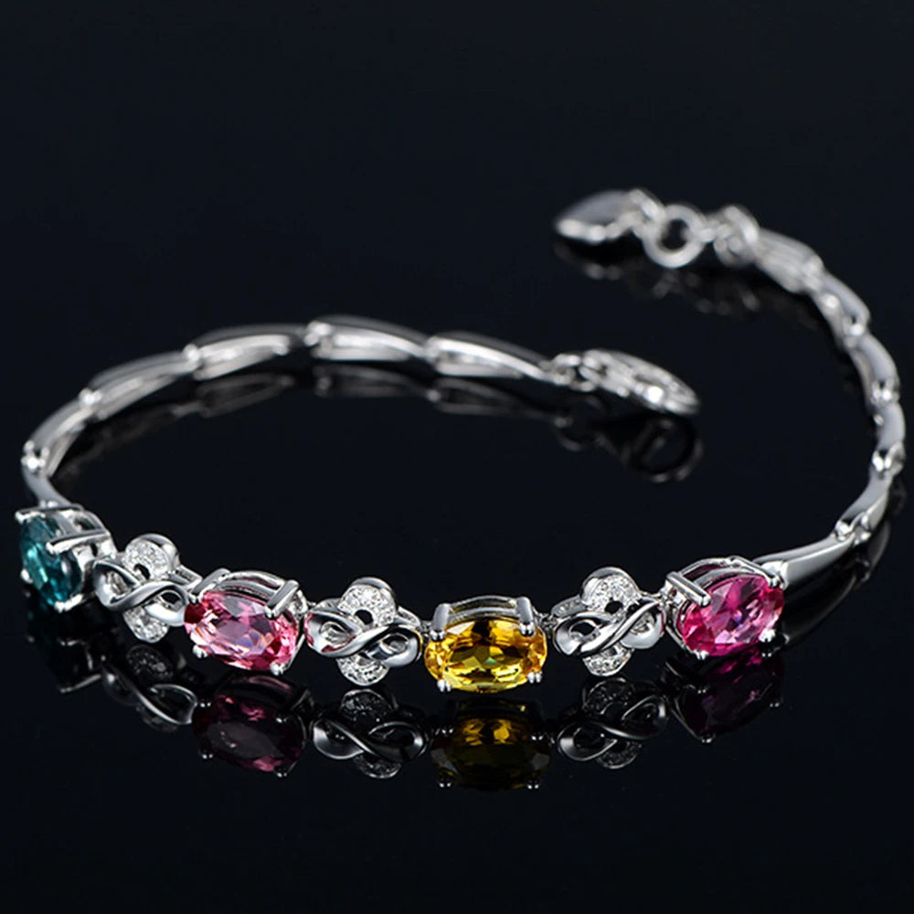 Synthetic Gems Egg Face Colored Diamonds Bracelets