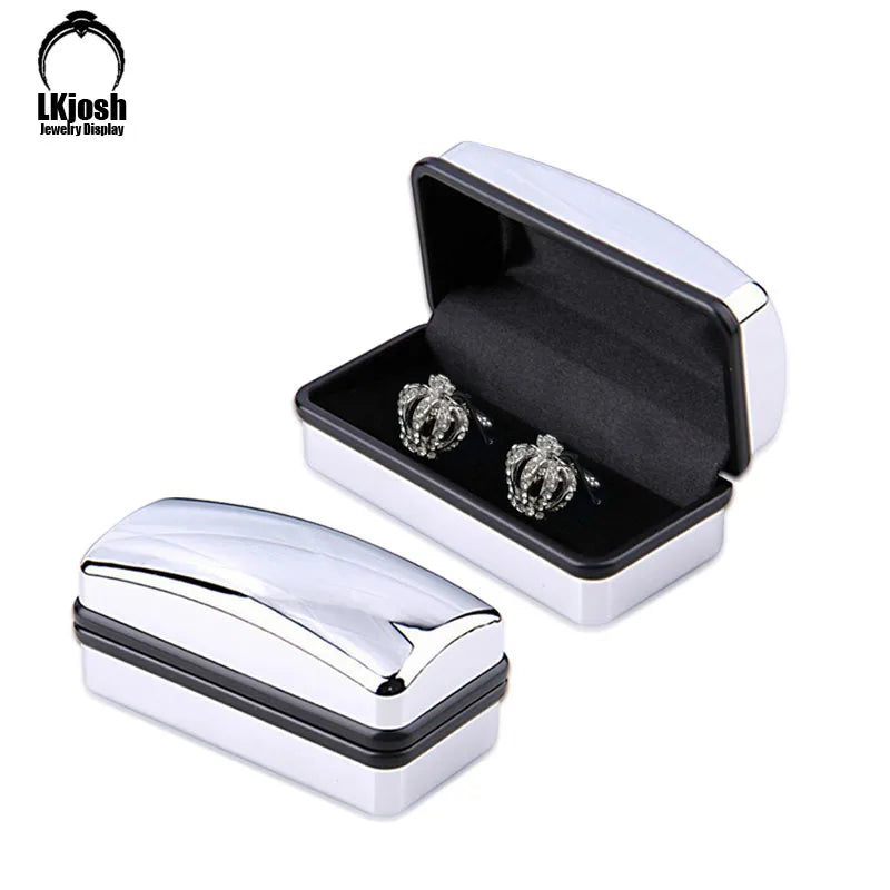 Silver Plated Cufflinks Men's Shirt Cufflinks Handcase Cufflinks Tie Clip Box