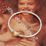 925 Silver Bracelet, Heart Clasp, Snake Chain - Women's Jewelry