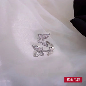 Red Adjustable Butterfly Ring for Women