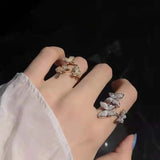 Red Adjustable Butterfly Ring for Women