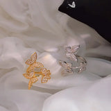 Red Adjustable Butterfly Ring for Women