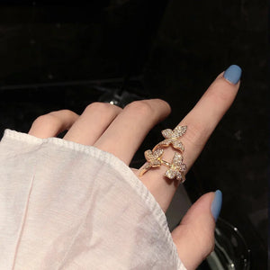 Red Adjustable Butterfly Ring for Women