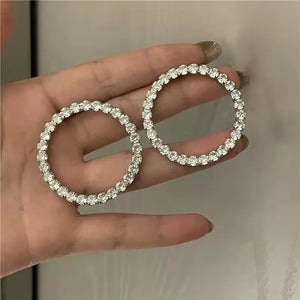 Advanced Sense Diamond Ring Big Ear Ring Earrings