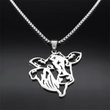 Cow Pendant Necklace Stainless Steel Chain Party Gift Jewelry