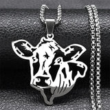 Cow Pendant Necklace Stainless Steel Chain Party Gift Jewelry