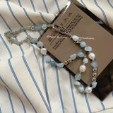 Natural Stone Mix Freshwater Pearl Choker Necklace