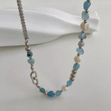 Natural Stone Mix Freshwater Pearl Choker Necklace