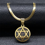 Hexagram Amulet Necklace Abalone Stainless Steel Star of David Jewelry