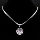 Hexagram Amulet Necklace Abalone Stainless Steel Star of David Jewelry