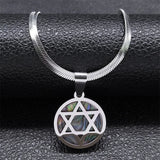 Hexagram Amulet Necklace Abalone Stainless Steel Star of David Jewelry