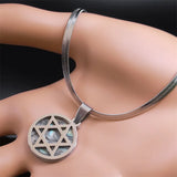 Hexagram Amulet Necklace Abalone Stainless Steel Star of David Jewelry