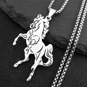 Horse Animal Necklace Stainless Steel Silver Lucky Collar N3224S02