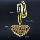 Tree of Life Heart Pendant Necklace Stainless Steel Jewelry