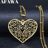Tree of Life Heart Pendant Necklace Stainless Steel Jewelry