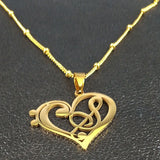 Music Note Heart Treble Clef Necklace Stainless Steel