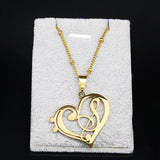 Music Note Heart Treble Clef Necklace Stainless Steel