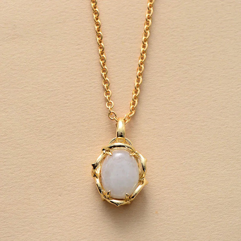 Moonstone Amethyst Pendant Necklace for Women