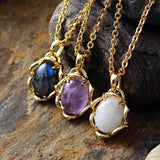 Moonstone Amethyst Pendant Necklace for Women
