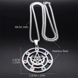 Witch Pentagram Knot Necklace Stainless Steel Pagan Pentacle Chain N9720S02