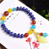 Afghan Lapis Lazuli Beads Single Circle Bracelets Men Jewelry
