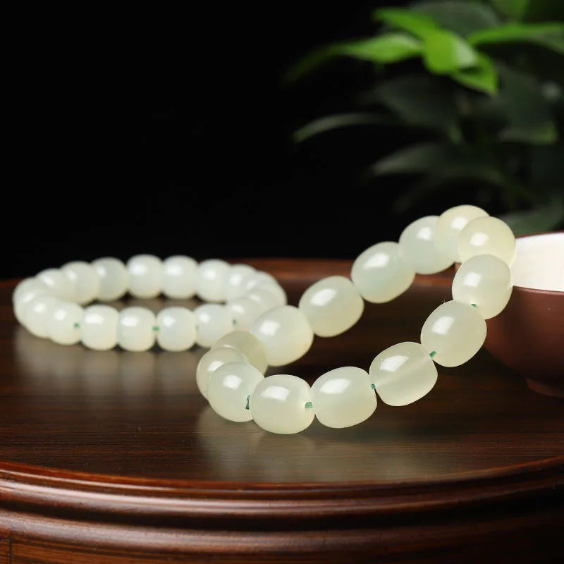 Afghan Jade Bead Carving Bracelet Natural Elastic Bangle Charm Jewellery
