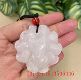 Afghan Jade 9 Tailed Fox Necklace Pendant Hand Carved Luck Amulet