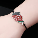 Afghanistan Map Flag Charms Bracelet Rope Chain Jewelry