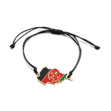 Afghanistan Map Flag Charms Bracelet Rope Chain Jewelry