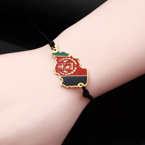 Afghanistan Map Flag Charms Bracelet Rope Chain Jewelry