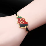 Afghanistan Map Flag Charms Bracelet Rope Chain Jewelry