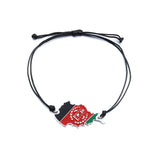 Afghanistan Map Flag Charms Bracelet Rope Chain Jewelry
