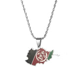 Afghanistan Map Pendant Necklace Afghan Flag Chain Jewelry