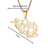 Afghanistan Map Cities Name Pendant Necklace for Women, Gold Afghan Maps Jewelry