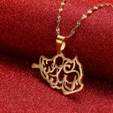 Afghanistan Map Cities Name Pendant Necklace for Women, Gold Afghan Maps Jewelry