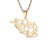 Afghanistan Map Cities Name Pendant Necklace for Women, Gold Afghan Maps Jewelry